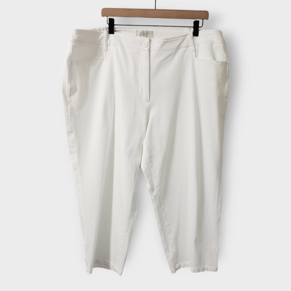 Talbots Woman Heritage White‎ Straight Cropped Pants 22W Stretch Pockets Summer
